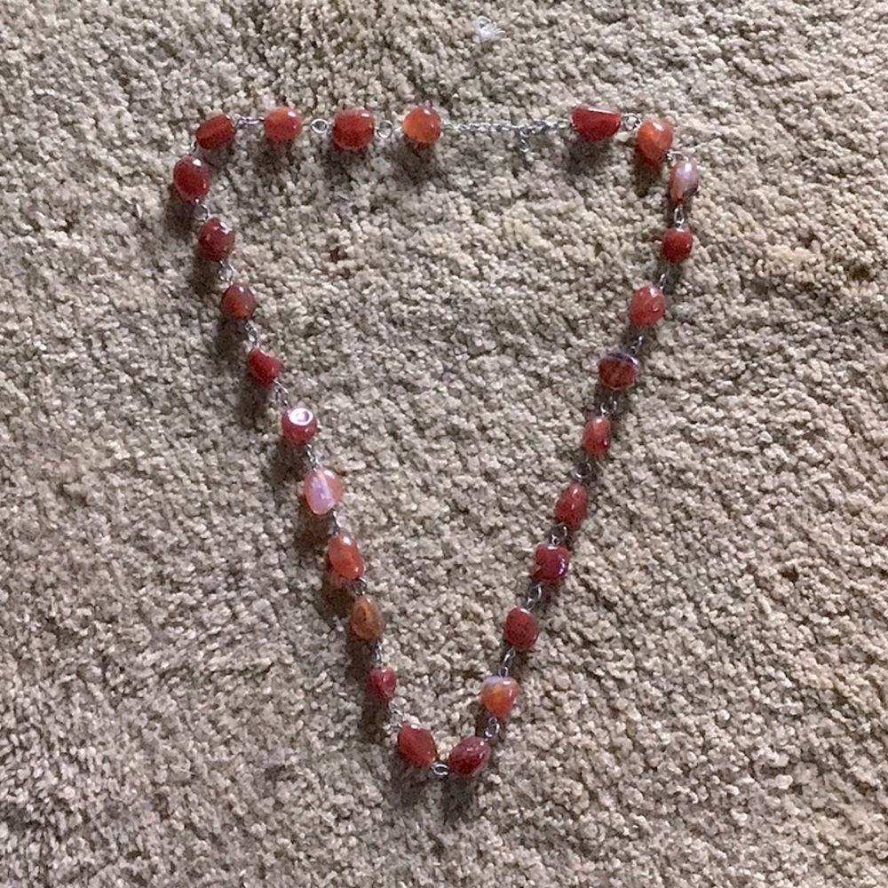 Amber color stone necklace